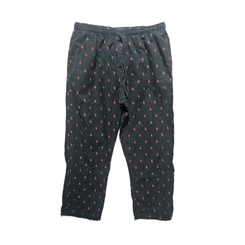 Polo Ralph Lauren Pajama Pants Loungewear Men's Large Black Logo Print - Picture 1 of 3